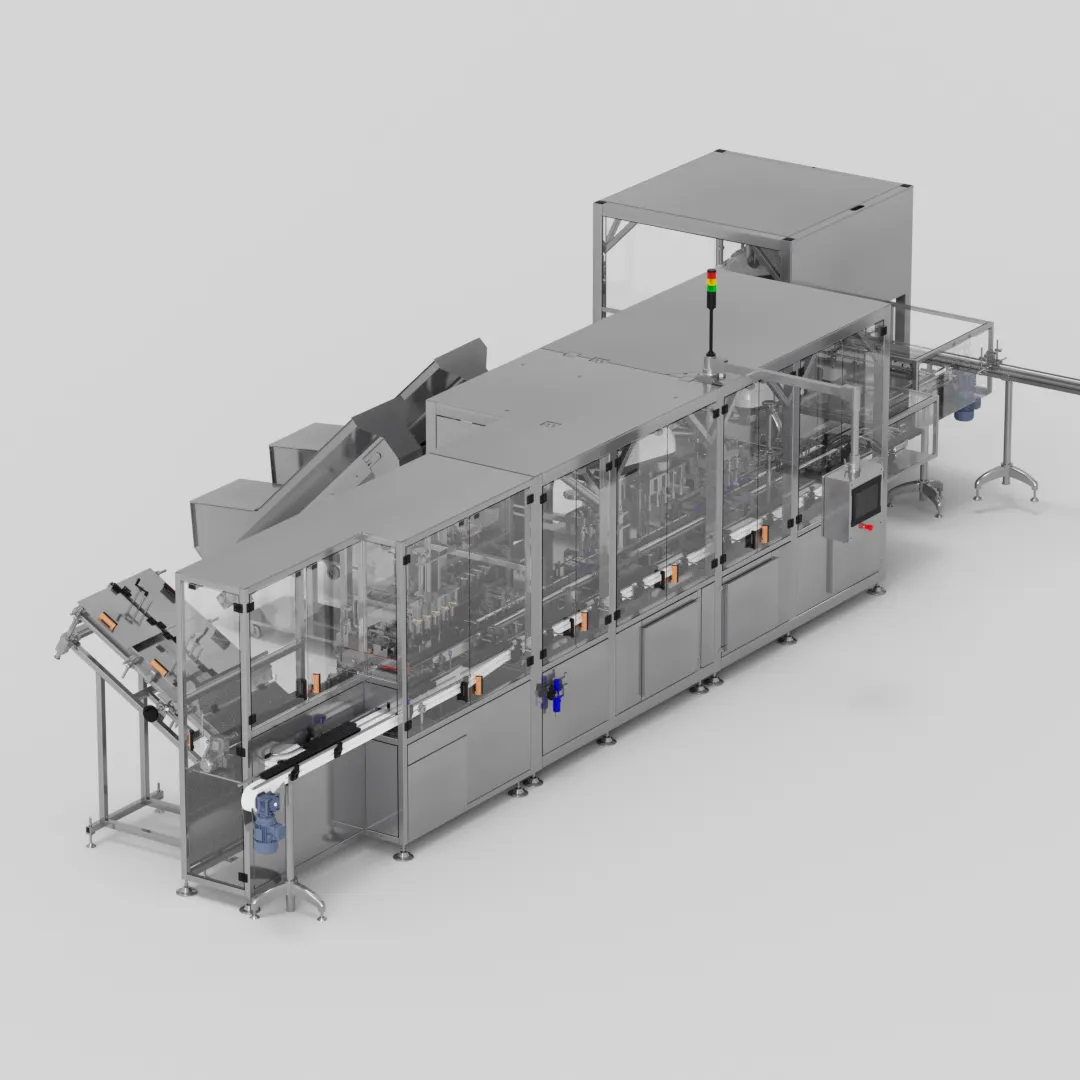 Packaging line for dropper bottles