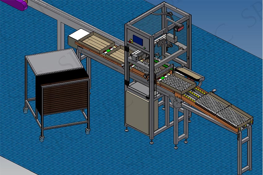 Conveyor and pick&place for flasks packing